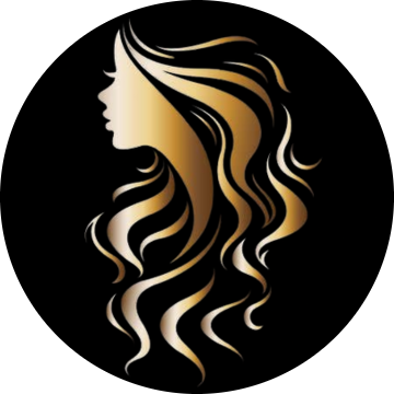 TriniLux Hair Logo gold hair black background